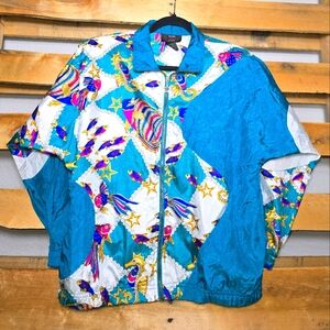 Vintage Colorful Blue/White Fish & Stars Jacket Size:PS